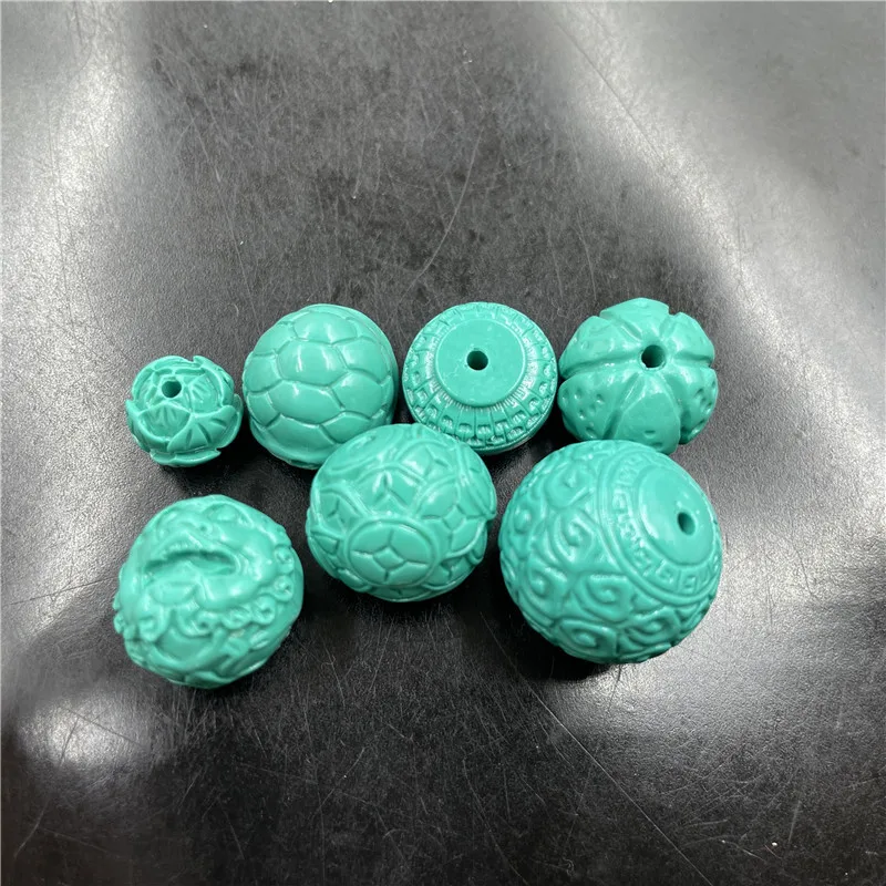 1pcDIYOrnament Accessories Optimized Turquoise Carved Beads Lion's head Dragon and Phoenix Tube Beads Lotus beads Shell of turtl