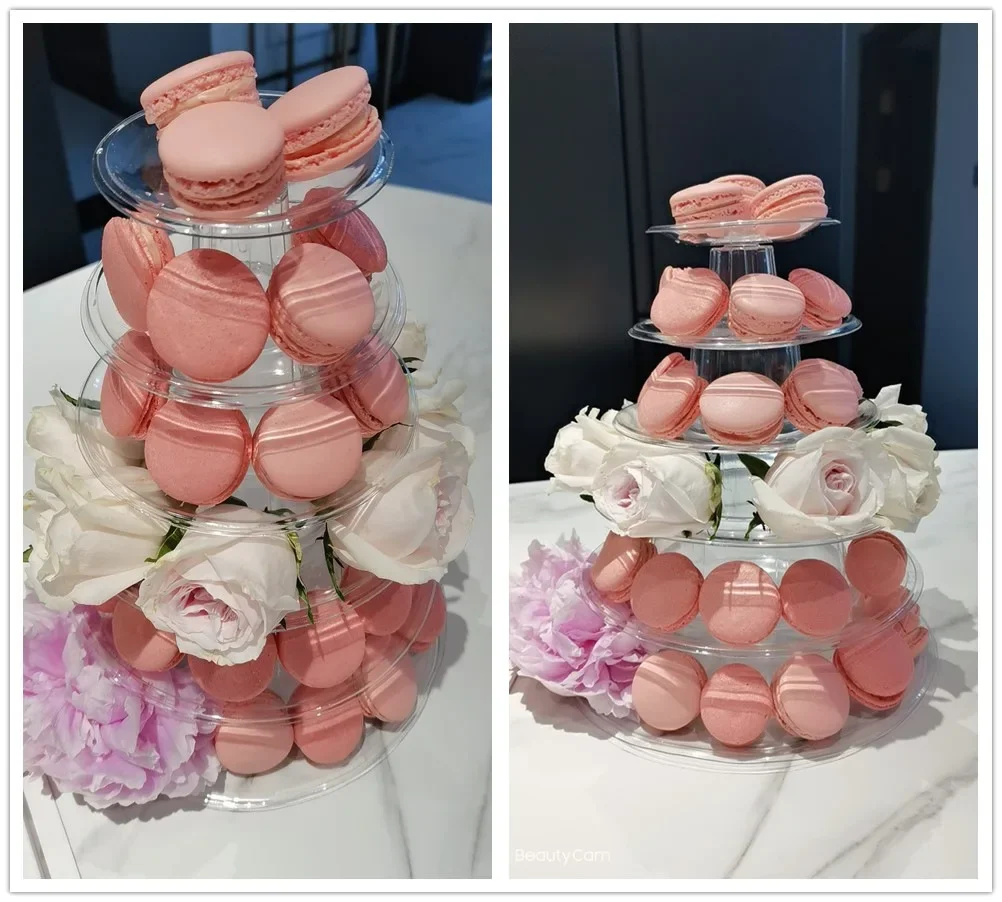 マカロンディスプレイスタンド、カップケーキタワーラック、ケーキスタンド、結婚式用PVCトレイ、誕生日ケーキ装飾ツール、耐熱皿、1個