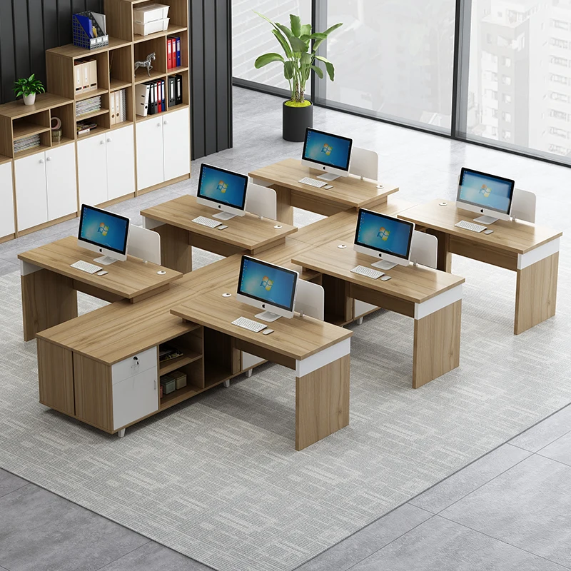 Staff office desk, four person workstation, minimalist modern office desk