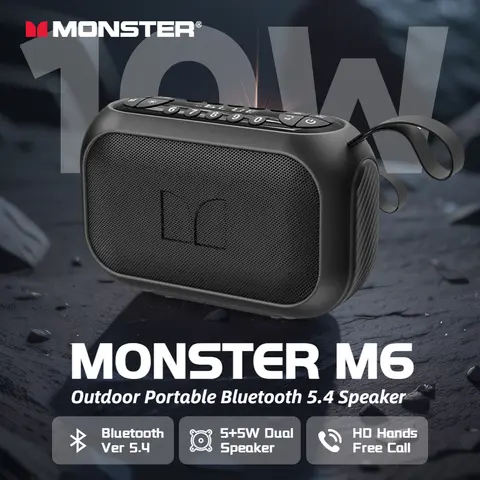 몬스터 M6 야외 블루투스 스피커 듀얼 스피커 강력한 휴대용 블루투스 사운드 박스 지원 FM/TF/USB/AUX/이어폰 입력