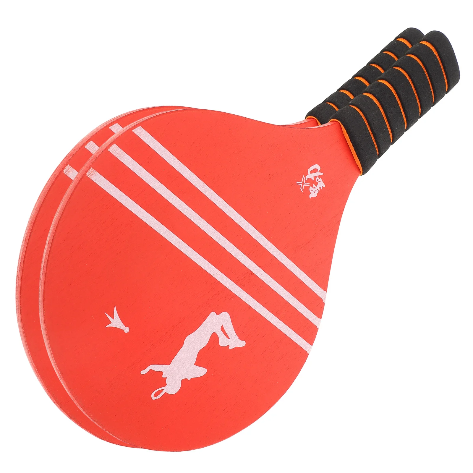 

2Pcs Badminton Rackets Wooden Short Handle Paddle Ball Rackets Bright Color Lightweight Sports Paddles Set