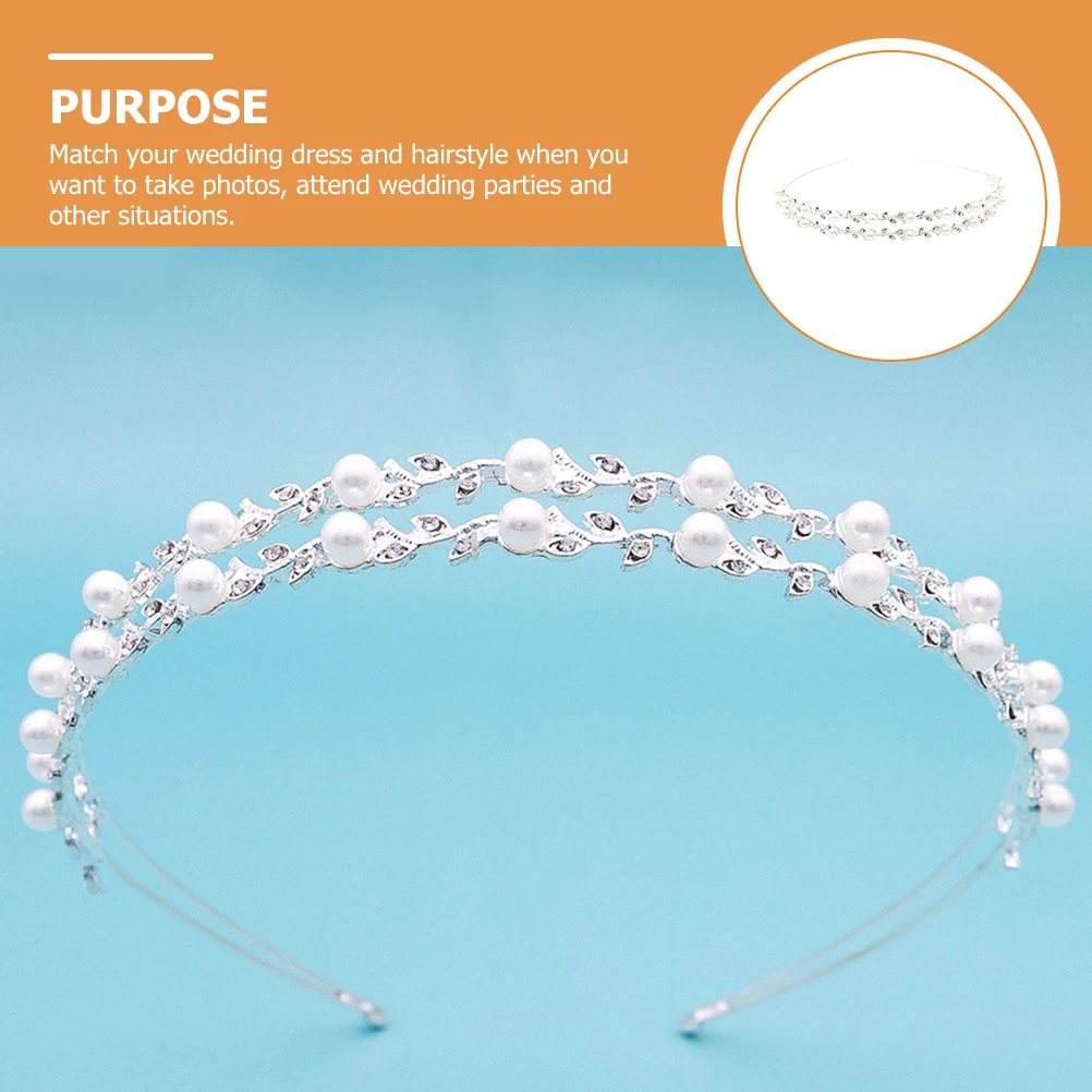 

Elegant Pearl Wedding Headband Bride Hairpiece Zinc Alloy Bridal Hair Hoops Shining Bridal Party Hairbands for Women Girls