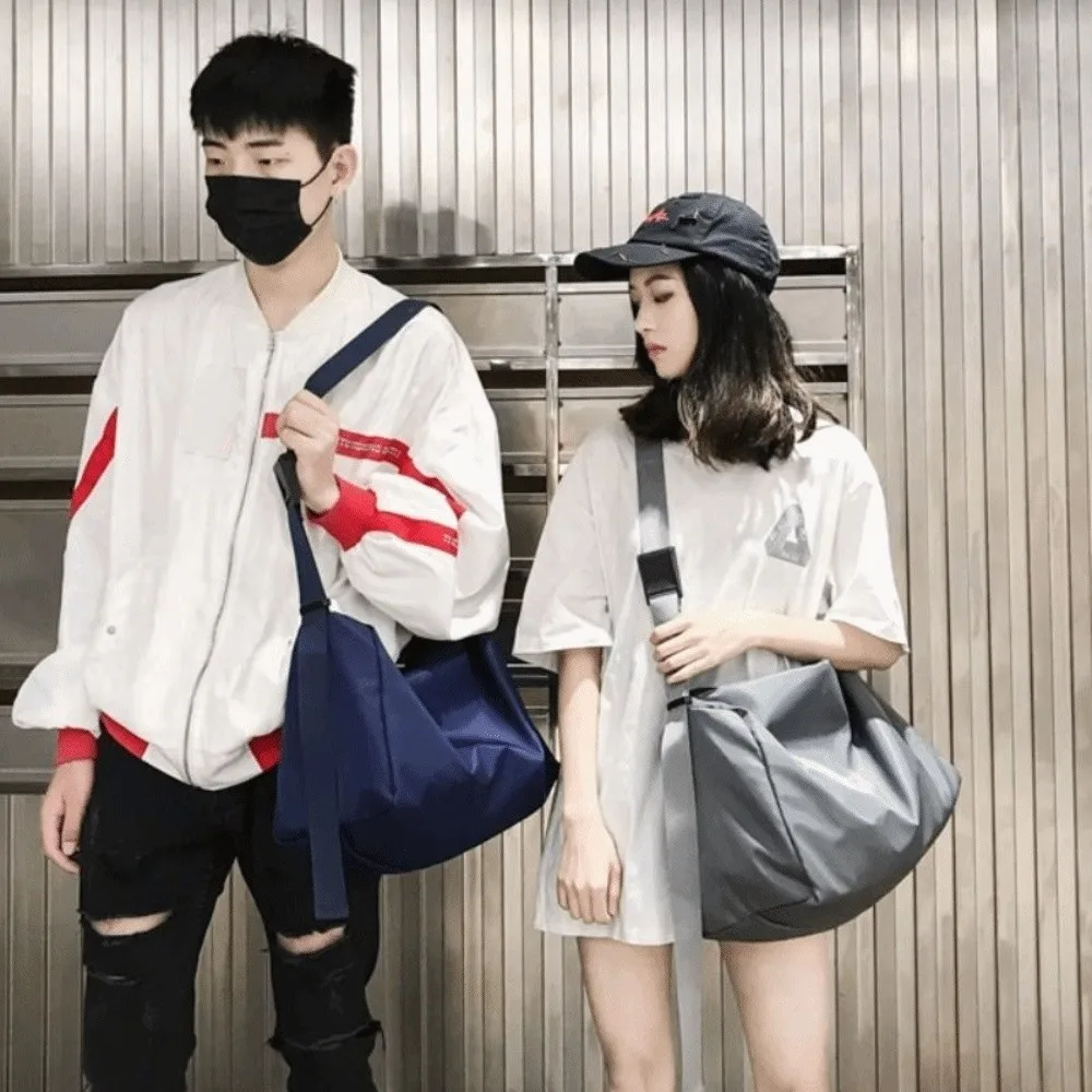 

Solid Color Men's Shoulder Bag Multifunctional Wide Strap Canvas Crossbody Bag Lightweight Large Capacity Simple Shoulder Bag