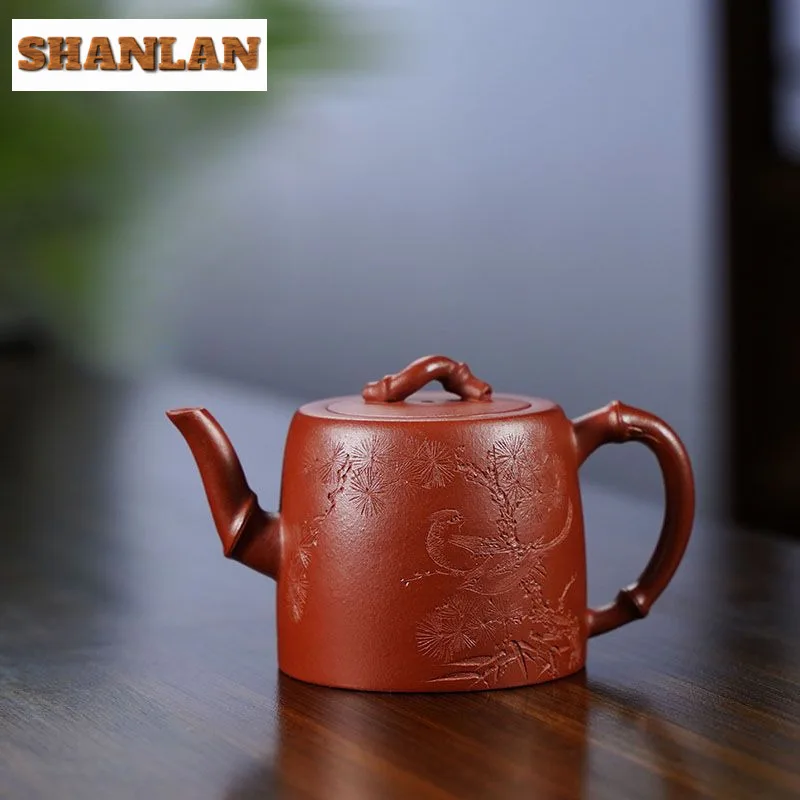 

175ml Authentic Yixing Purple Clay Teapots Handmade Bamboo Joint Well Fence Pot Raw Ore Zhu Mud Kettle Chinese Zisha Tea Set Cha
