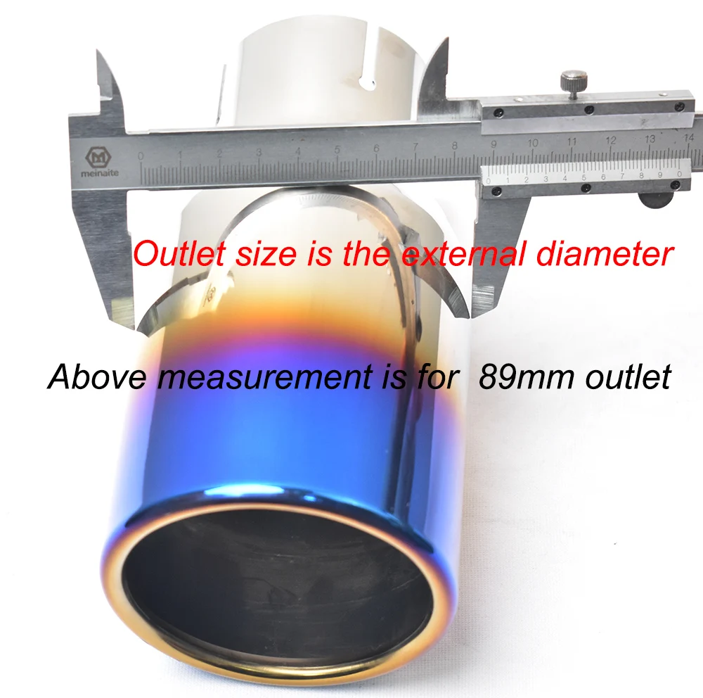 1-teiliges Auto-modifiziertes blinkendes Auslassrand-Edelstahl-Auspuffrohr mit lockiger, glänzender, abgewinkelter Schalldämpferspitze – Detail 6
