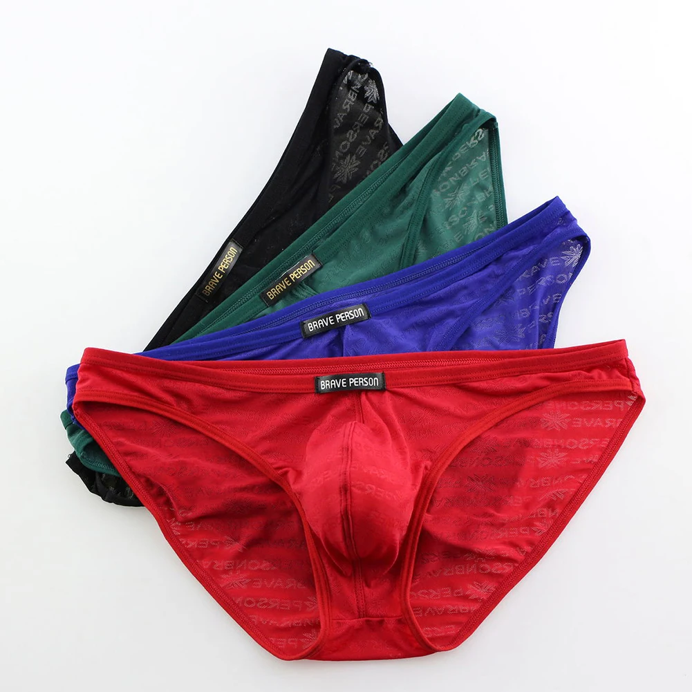 

Men's Lightweight Breathable Underpants with Uconvex Pouch and Lace Trim Thin Triangle Briefs for Everyday Use