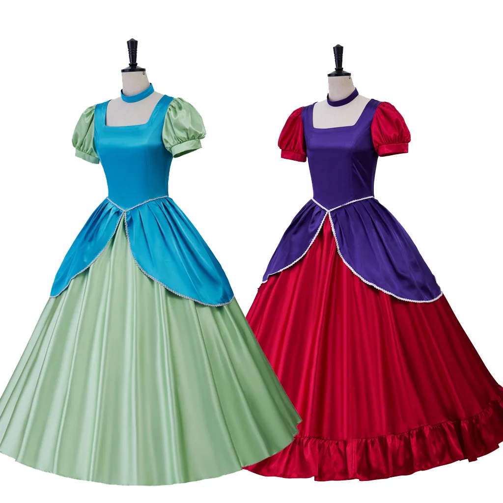 In Stock Princess Evil Step Sister Cosplay Anastasia and Drizella Cosplay Party Puff Sleeves Georgian Sister Dress Ball Gown