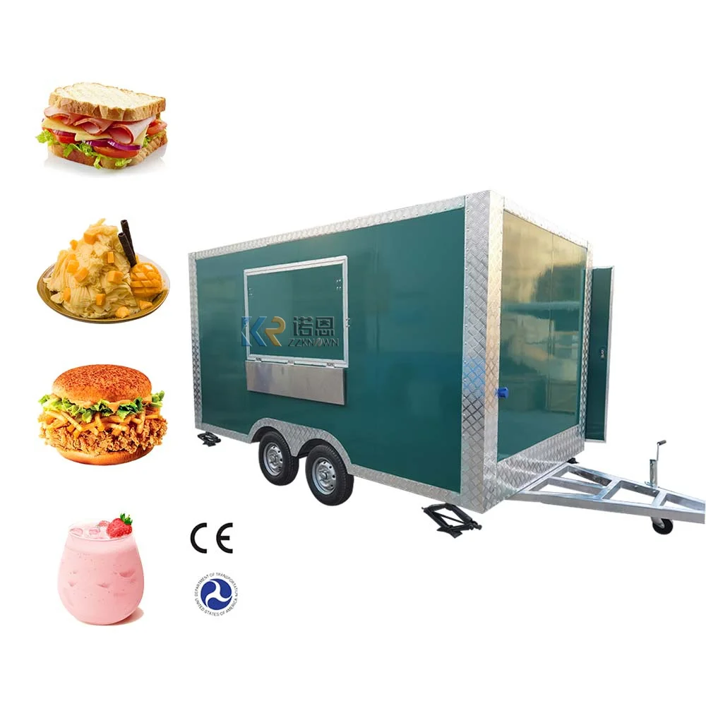Большой мобильный кухонный квадратный прицеп для еды, стандарт США, снежный конус, вафли, креп, мороженое, уличная тележка для еды, киоск с холодильником