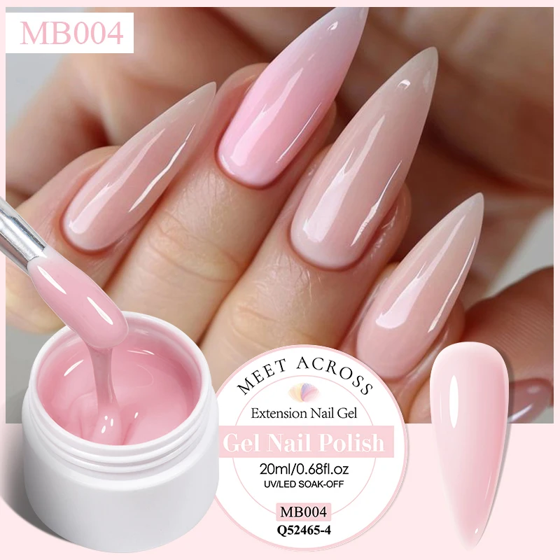 MEET ACROSS 20ml White Clear Pink Extension Gel Nail Polish For Nails Nail Supplies Semi Permanent UV Gel Nail Art Varnish