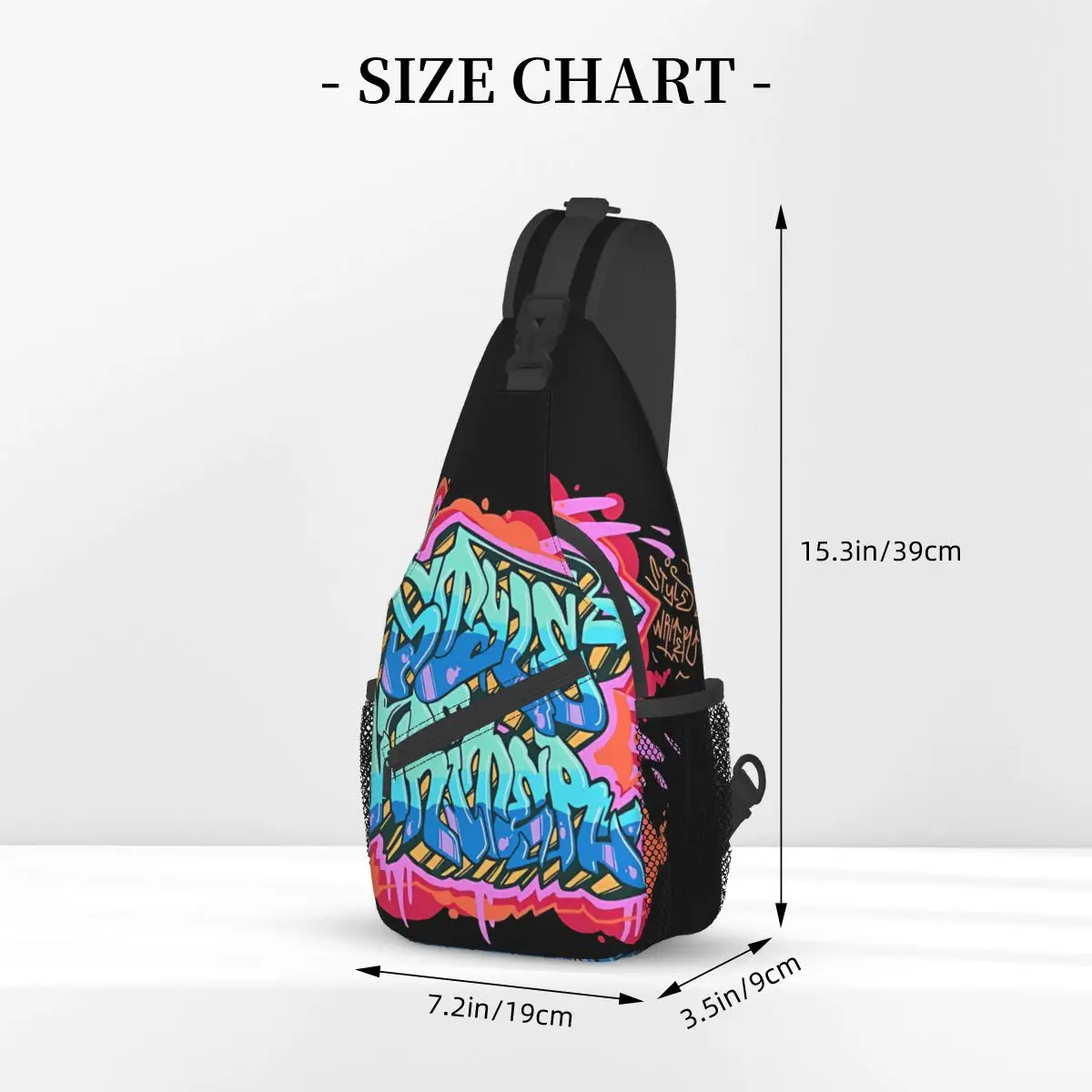 Stylish Street Artwork Crossbody Chest Bags Graffiti Style Art Pockets Travel Pack Messenger Sports Teens Shoulder Bag Unisex