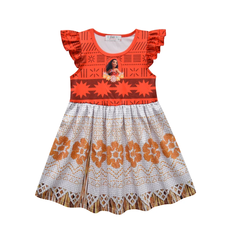 2023 Summer Moana Dress for Girls Moana Vaiana Princess Dresses Kids Party Cosplay Costumes with Wig Children Clothing Clothes