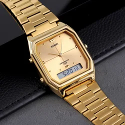 Skmei Luxury Digital Wristwatches For Men Women Stainless Steel 5bar Waterproof Quartz Watches Simple Dsign Dual Time Reloj Homb