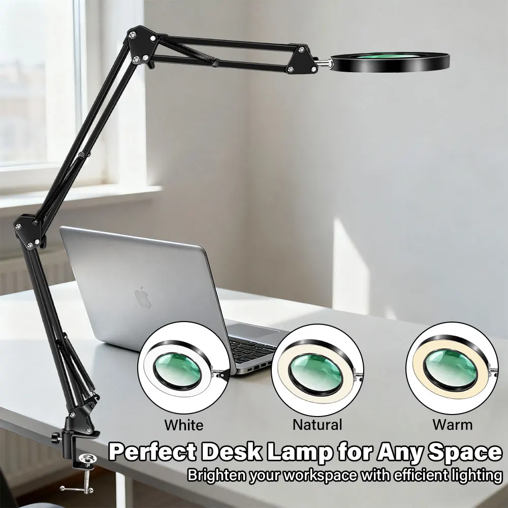 8X/10X Triple Fold Illuminated Magnifier USB 3 Colors LED Magnifying Glass for Soldering Iron Repair/Table Lamp/Skincare Beauty