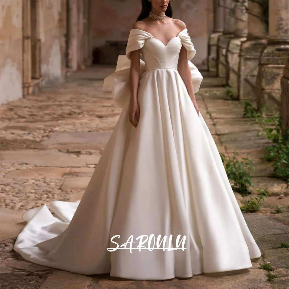 Graceful Satin Wedding Dress for Brides 2025 Sweetheart A Line Bride Dresses Big Bow Romantic Bridal Gown Cusotmized Size