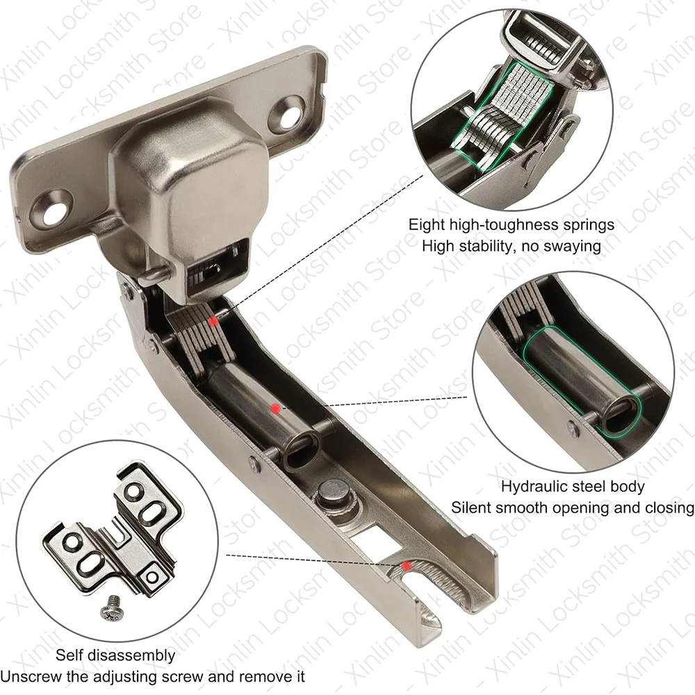 2 Pieces 90 Degree Hydraulic Cabinet Hinges Soft Closing Concealed Corner Hinge Door Hinges Furniture Hinge for Folded Cupboard