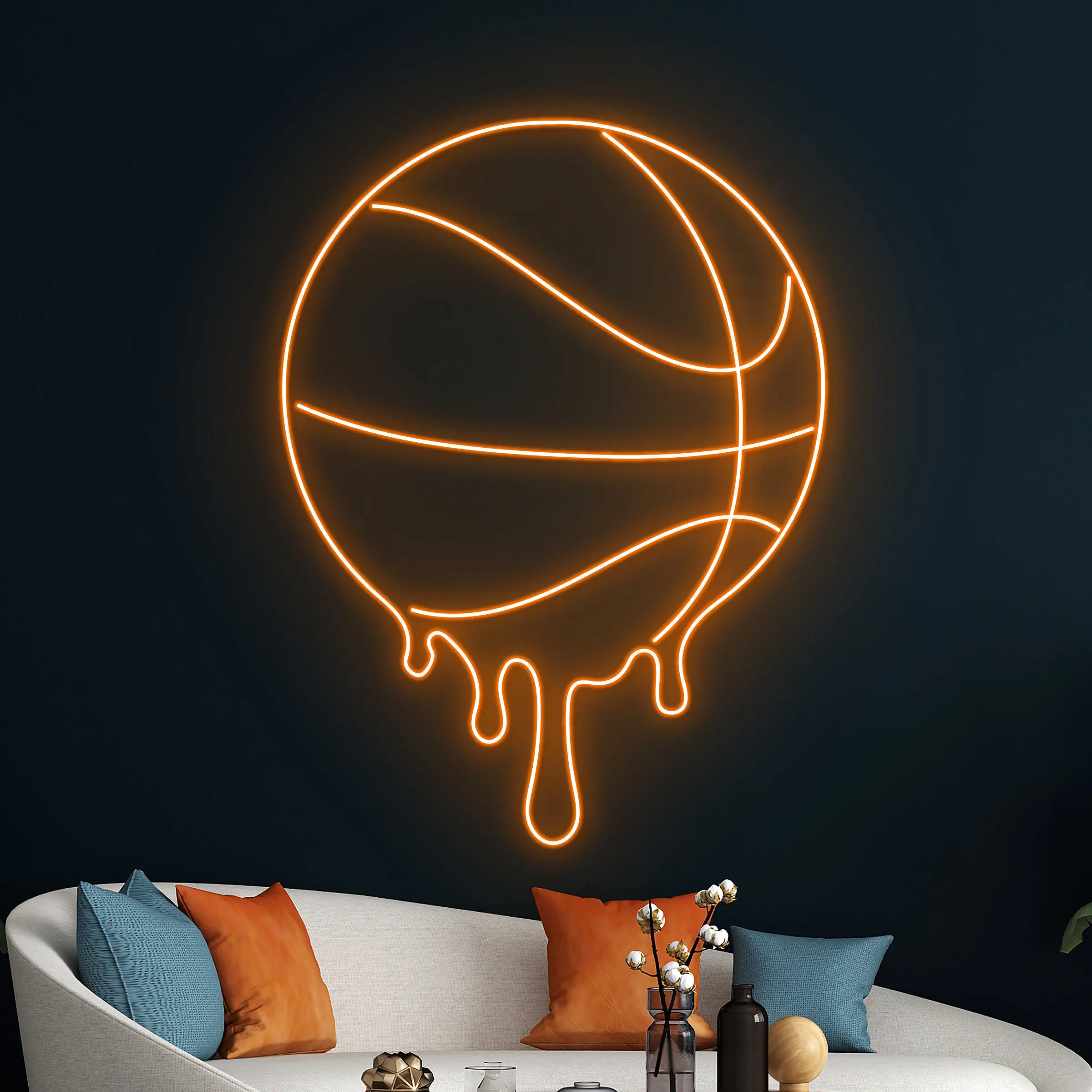 كرة السلة النيون LED ضوء النيون لصالة الألعاب الرياضية نادي لعبة غرفة ديكور المنزل غرفة الأولاد الديكور ضوء المراهقين هدية عيد ميلاد #2