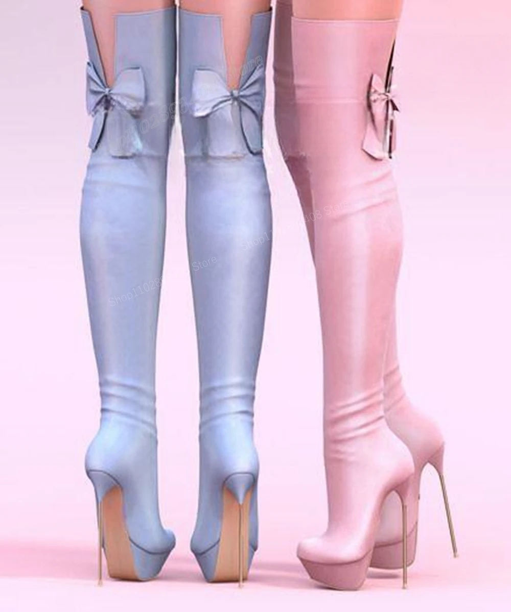 Pink Rose Flowers Decor Over the Knee Boots Elastic Waterproof Stiletto High Heel Peep Toe Women Shoes 2024 Zapatos Para Mujere