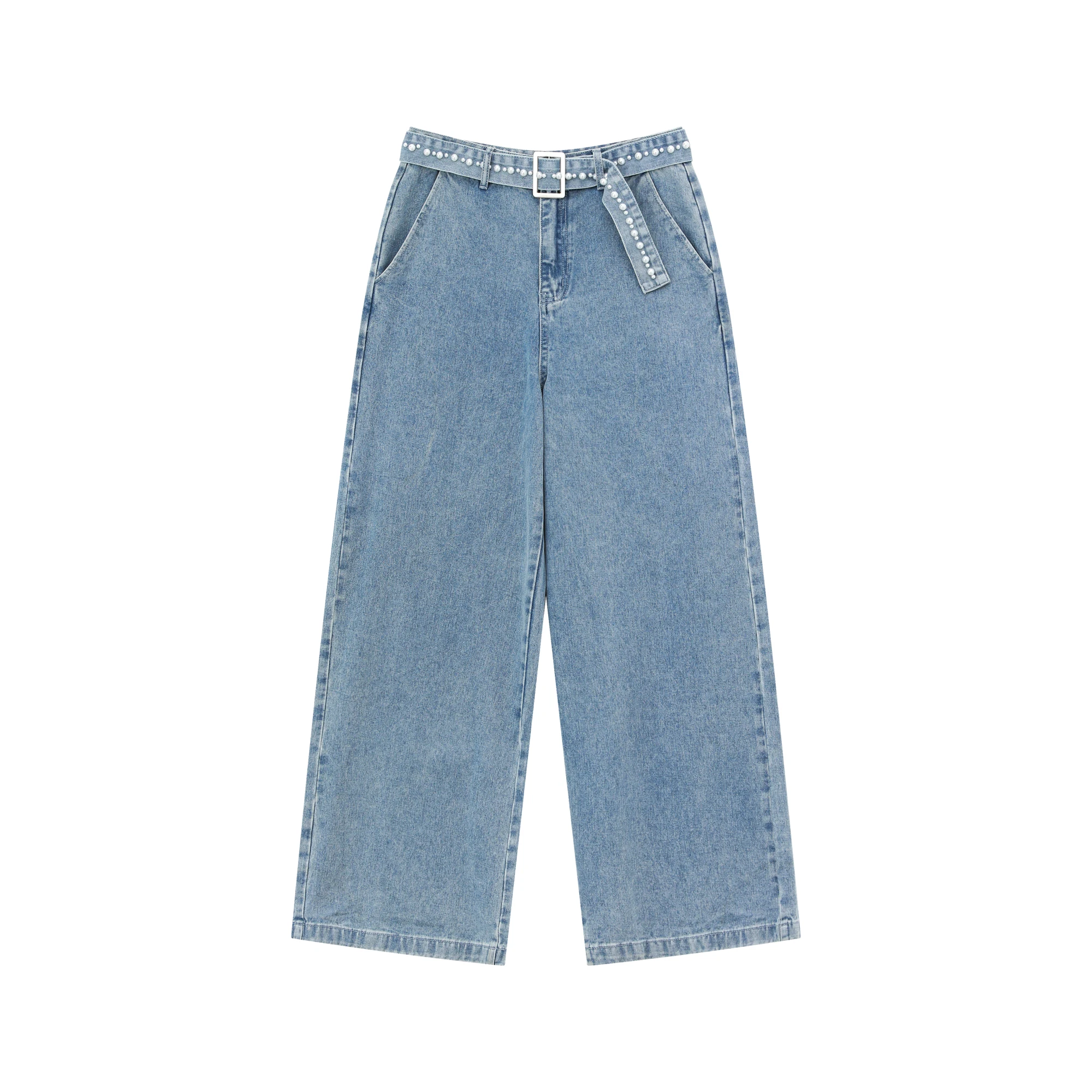 2025 Men's Summer New Pearl Collar Padded Shoulder Short Sleeve Denim Jackets High-end Solid Color Loose Straight-leg Jeans Sets
