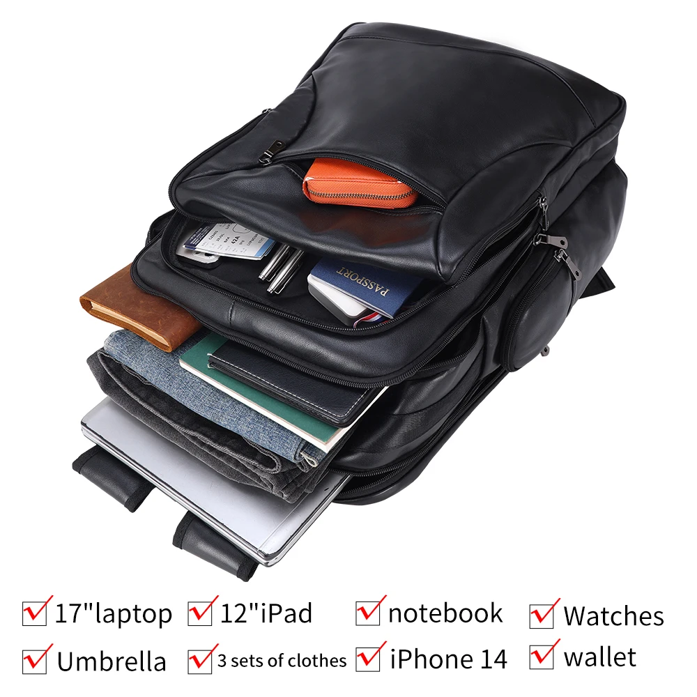 New Design Large Capacity Real Leather Computer Backpack Genuine Full Grain Leather Backpack Bag Laptop Bag