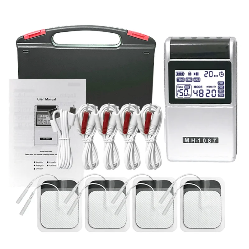 

Цифровой прибор Tens, стимулятор мышц для массажера тела, ишиаса, облегчение боли в спине, шее и плечах, релаксационное лечение, 4-канальный