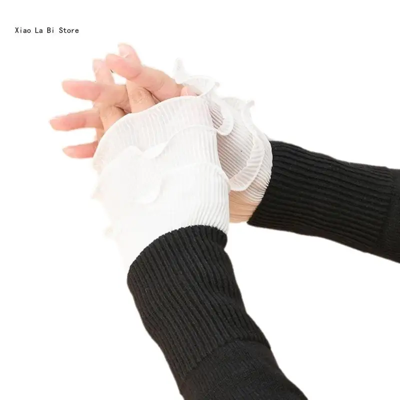 

Multilayer Ruffle False Sleeves for Women Wrist Cuff Detachable Faux Sleeves Sweater Elastic Cuffs Fashion Wrist Decors XXFD