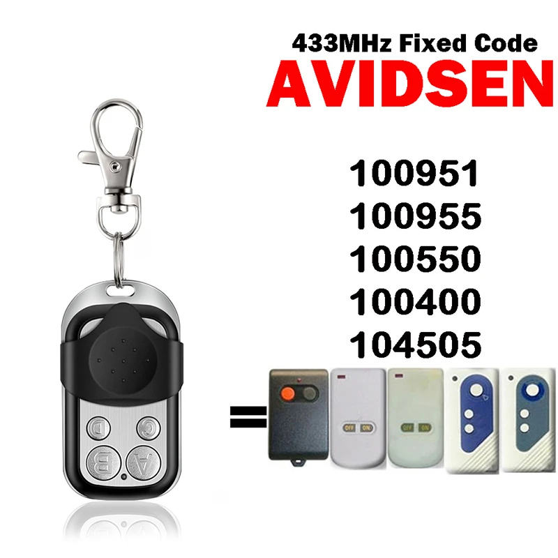 

AVIDSEN 104505 100400 100550 100955 100951 Remote Control 433MHz Fixed Code Door Command RemoteKey Fob