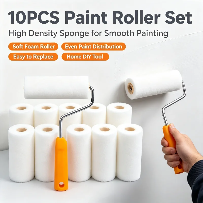 Small Foam Paint Roller 10PCS 4 Inch Mini Roller Covers for Cabinet Door Wall Furniture Painting Smooth Even Bubble Free Finish