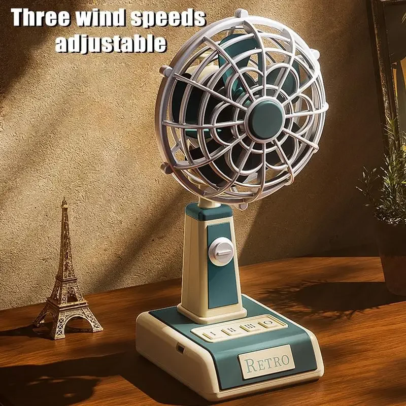 Ventilador de refrigeración silencioso con 3 velocidades, portátil, recargable por USB, potente flujo de aire de viento fuerte