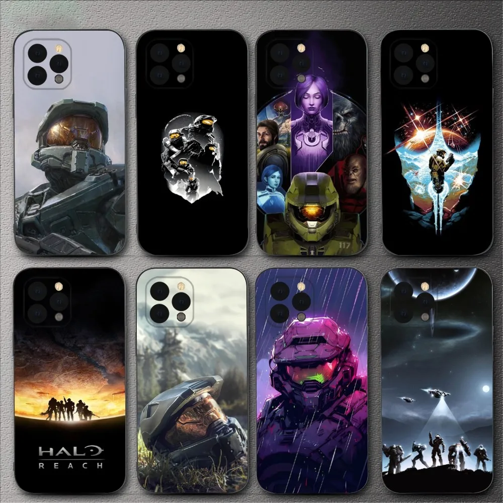 H-Halo Game Phone Case para iPhone, Capa de Silicone, Preto, 13, 14, 14, 14, 12,11,XS,XR,X,8,7,Pro,Max,Plus, Mini