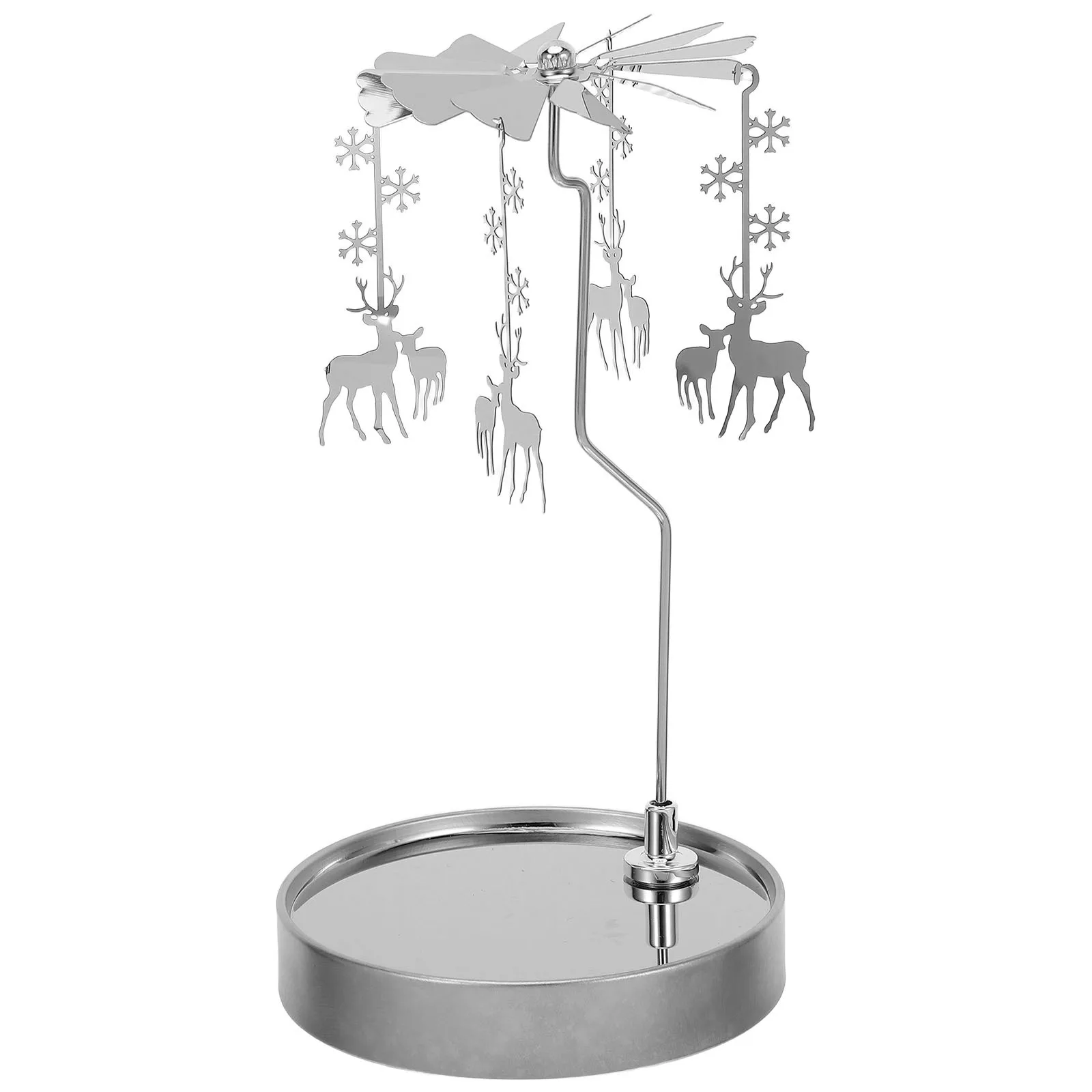 

Rotary Stainless Steel Holder Tray Rotating Tealight Carousel Spinning Holder Christmas Holiday Table Centerpiece