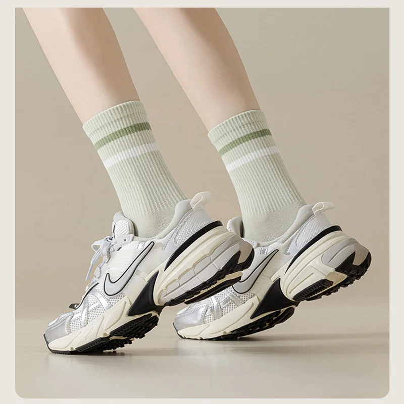 5 Paar Damen-Baumwollsocken, Einfarbige Damen-Freizeitsocken, Herbstliche Schlichte Damensocken, Hochwertige Modische Atmungsaktive Freizeitsocken – Detail 12