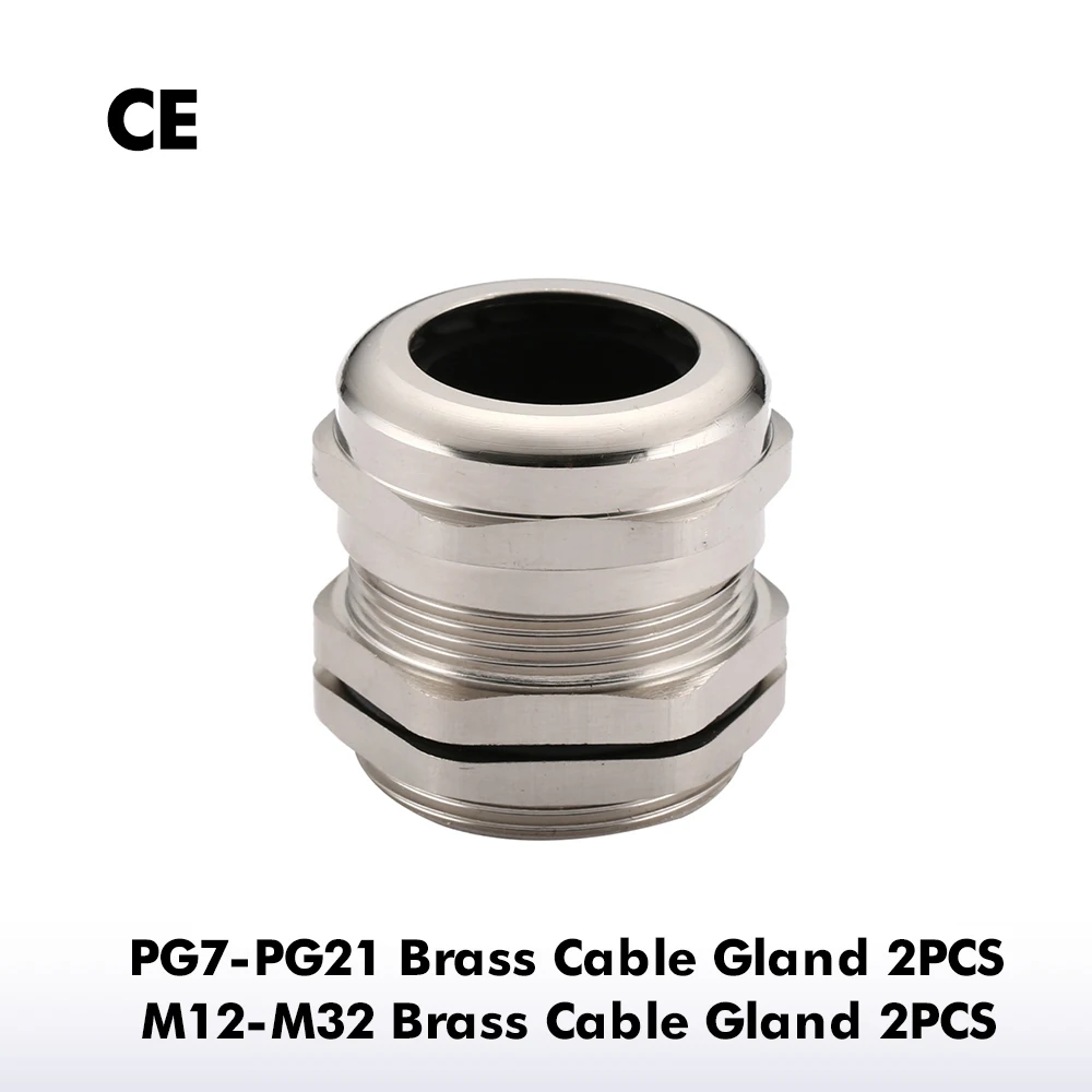 2piece Nickel Brass Metal IP68 Waterproof Cable Glands Connector Wire Glands For 2-22mm Cable High Quality M PG Cable Glands