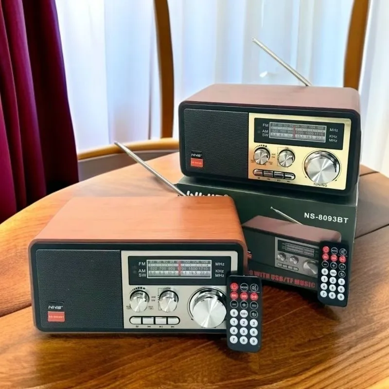 

Wooden Retro Radio AM/FM/SW 3 Band Portable Radios Multifunctional Bluetooth AUX TF Card USB Drive Speakers with Remote Control