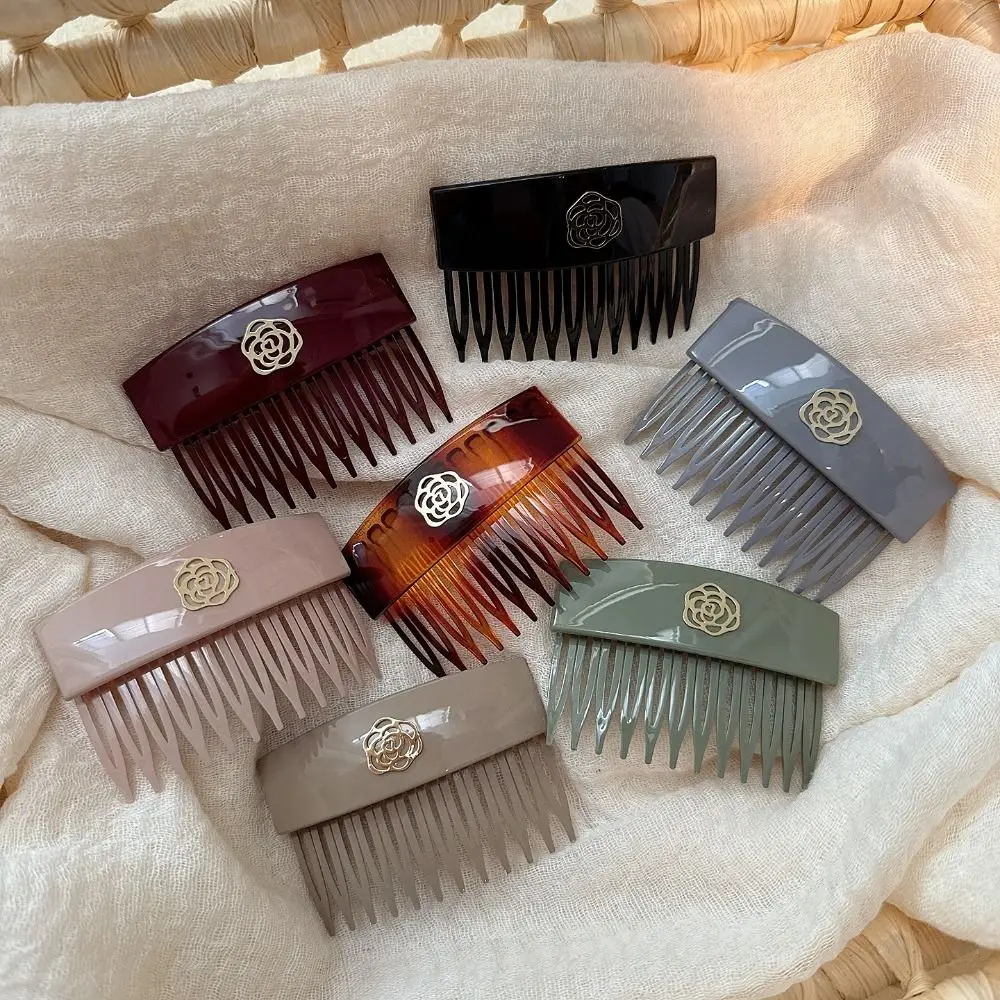 

Расческа для волос с зубами, заколка для волос, фиксированные расчески, инструмент для укладки, боковой зажим с цветком, головные уборы в корейском стиле, заколки для волос с камелией, детская заколка для волос