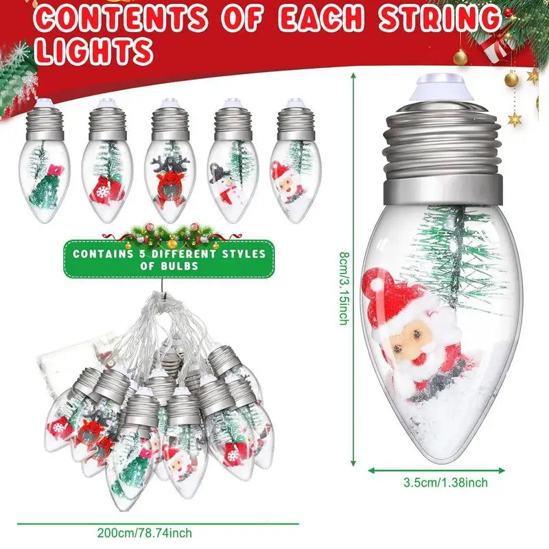 Lampu setrip LED untuk kamar tidur, lampu hias pohon Natal liburan motif Santa Claus, lampu ruang tamu LED