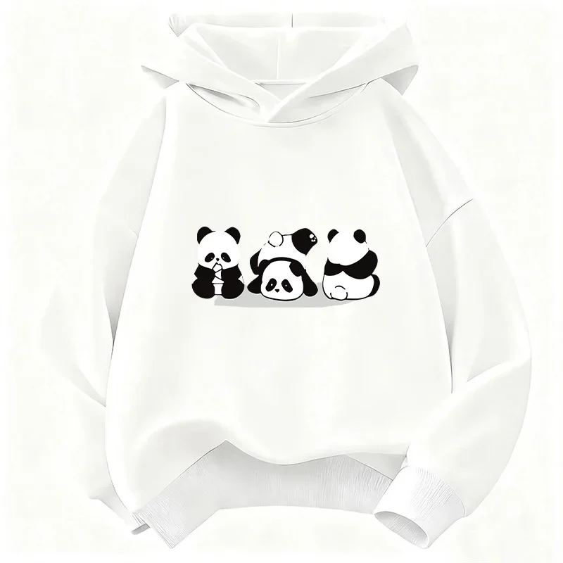 Autumn/Winter Children's Casual Hooded Sweatshirt - Cute Panda Animal Print Pullover for Boys and Girls