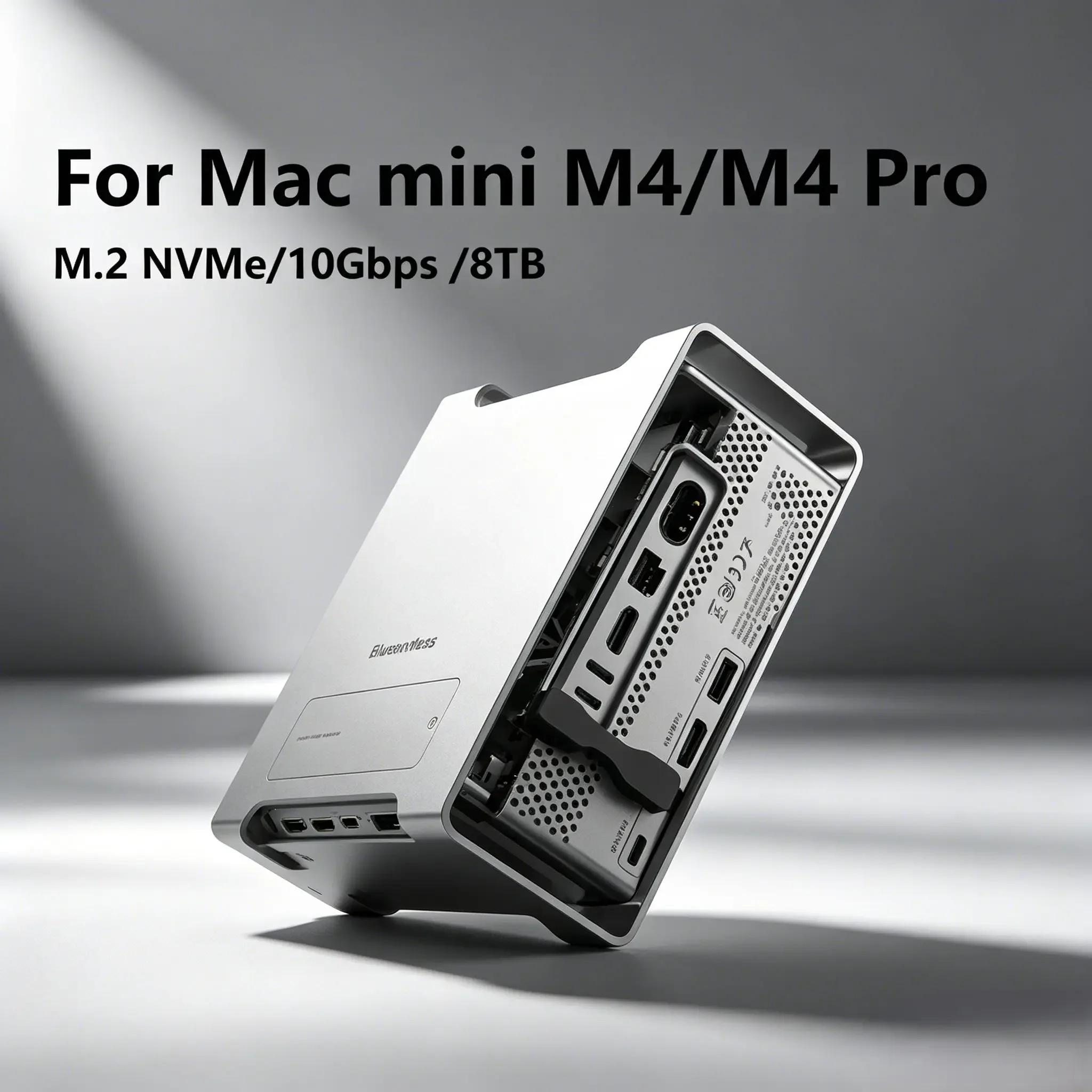 

Mac Mini M4 / M4 Pro Stand with Integrated M.2 NVMe SSD Enclosure 10Gbps Type‑C Hub, 4K@60Hz HDMI Port SD 4.0 TF 4.0 Card Reader