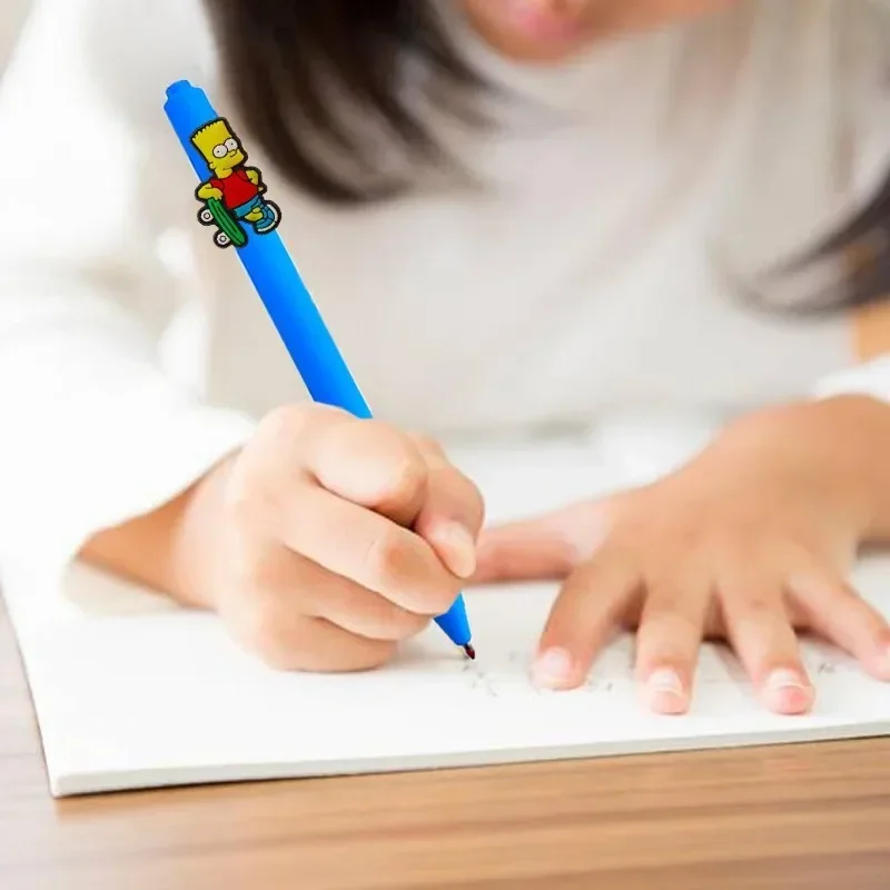 4pcs/set Simpsons Neutral Pen Cute Cartoon Fashion Colorful Pen Bar Anime Creative Three-dimensional Push Action Pen fans Gift