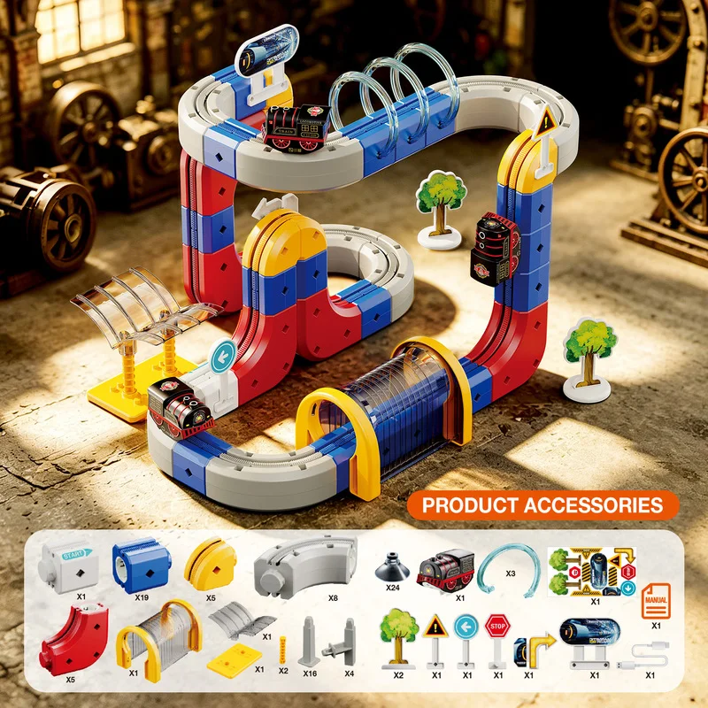 Brand-New Anti-Gravity Magnetic Attraction Track Train Changeable Magnetic Magic Rail Car Electric Train Toy Gifts