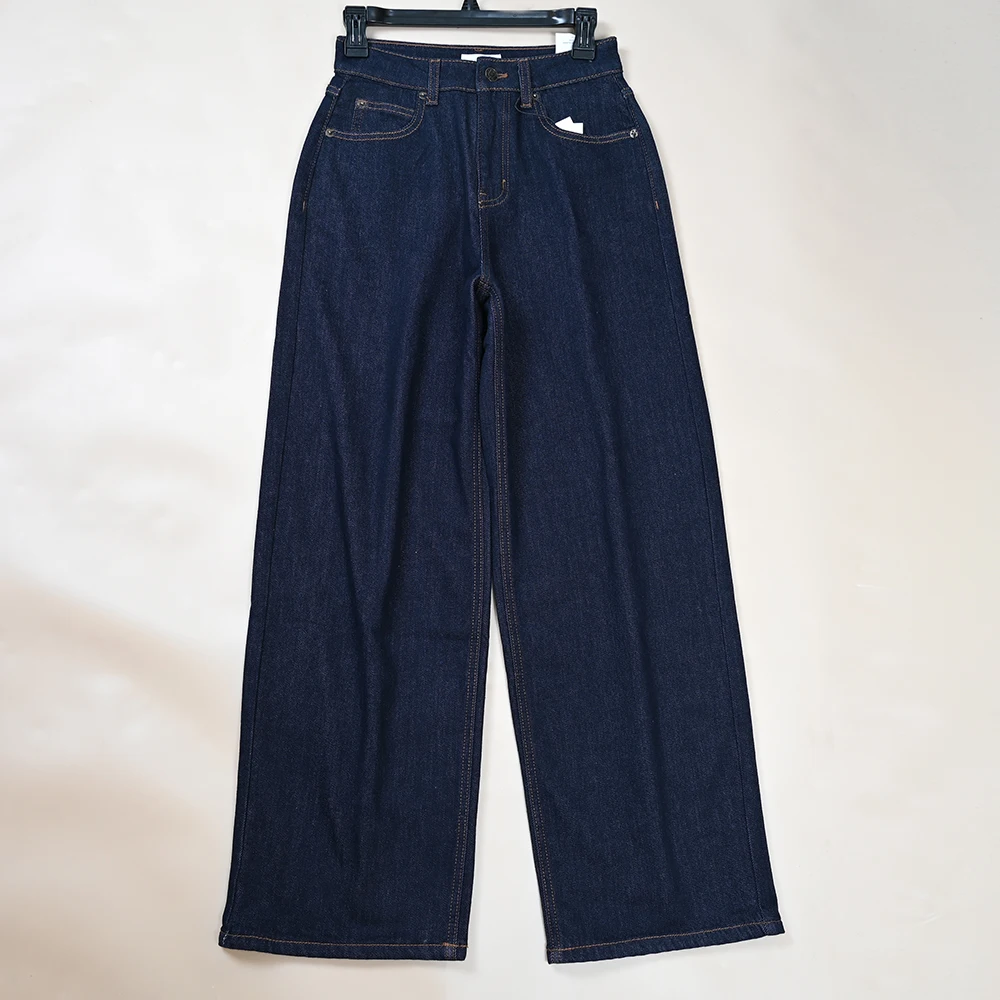 

Winter New Women's Fce High Waist Elastic Loose Wide Leg Pants Denim Long Trousers Casual Sle Autumn Season Elastic Waist