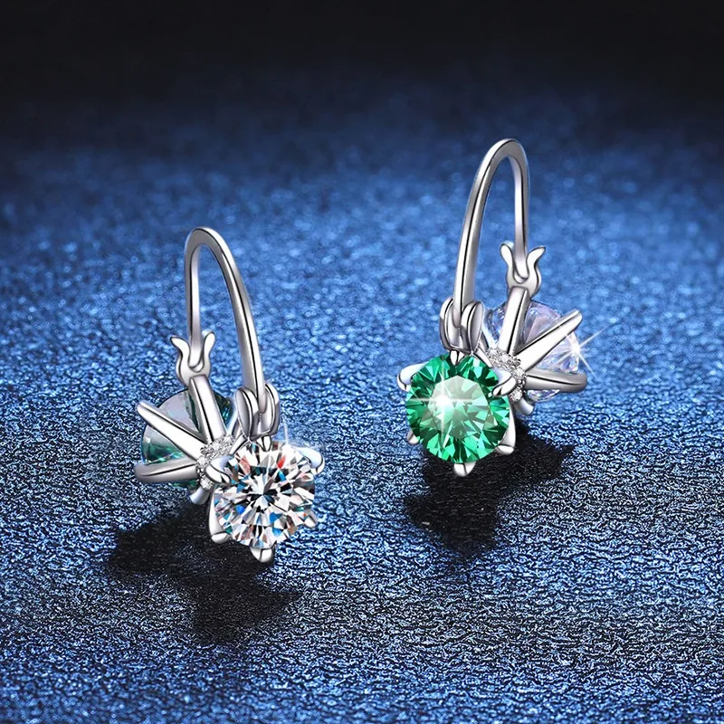 

Серьги из стерлингового серебра 925 пробы с цветным муассанитом, уникальный дизайн, изящные шпильки, гипоаллергенные украшения для женщин