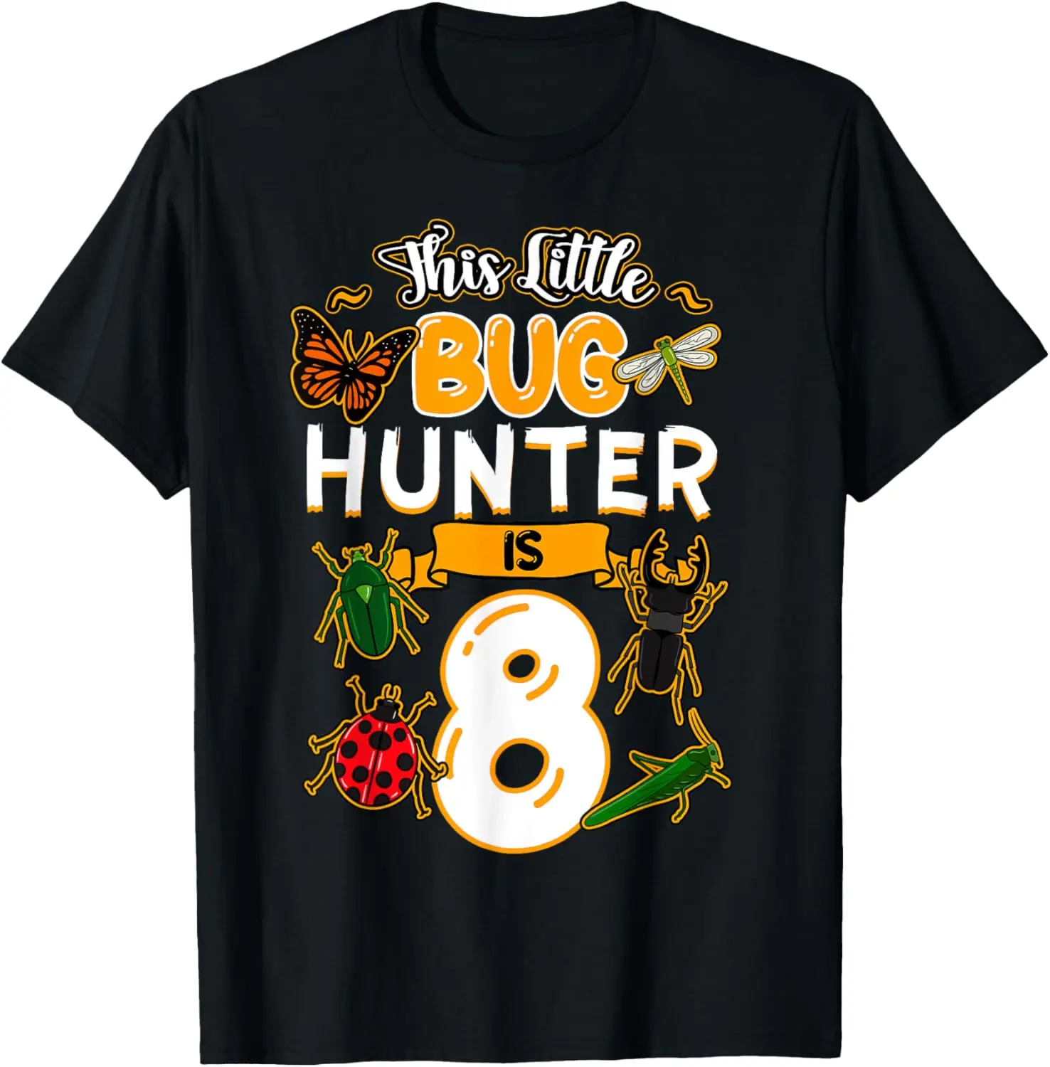 This Little Bug Hunter Is 8 Birthday Insect Bday Party T-Shirt