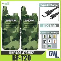 Baofeng BF-T20 5W Portable Mini Walkie Talkie Type-C Charging 1PCS/2PCS Camo Two Way Radios Upgrade Of BF-C9 KD-C1 For Kid’s Toy