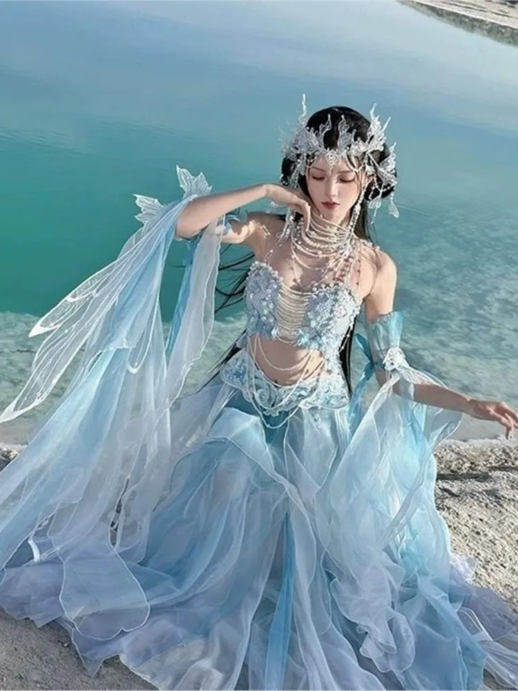 Gradient Printing and Dyeing Embroidery Super Fairy Dress