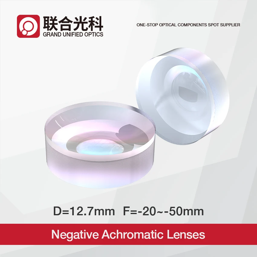 

Diameter 12.7mm Optical Glass Materials Glued Negative Doublet Achromatic Lenses