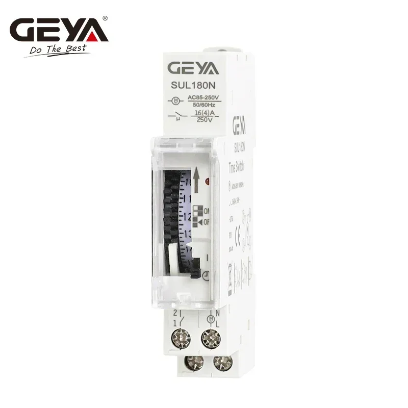 GEYA-interruptor eléctrico de temporizador programable SUL180N, 24 horas, 110V, 220V, 16A, con batería, carril Din, temporizador mecánico, CE