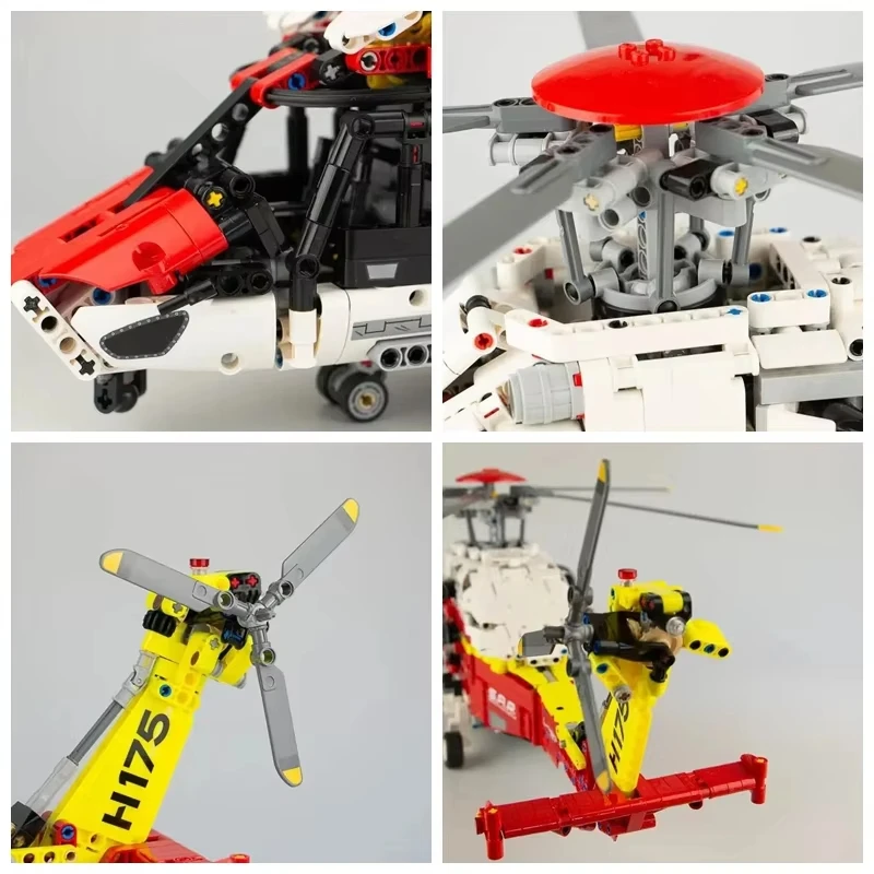 2001PCS Tecnico di Salvataggio Elicottero Building Blocks Airbus H175 Motore Elettrico Assemblare Modello MOC Giocattoli di Mattoni Regalo Per I Bambini Ragazzo