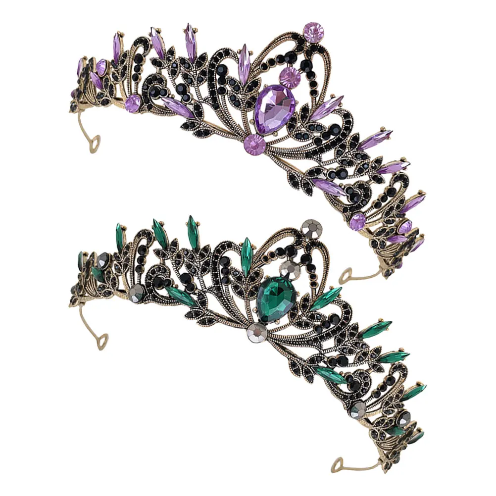 

2pcs Bridal Tiara Rhinestone Leaf Crown Hair Accessories Durable Zinc Alloy Elegant Women Wedding Party Headdress