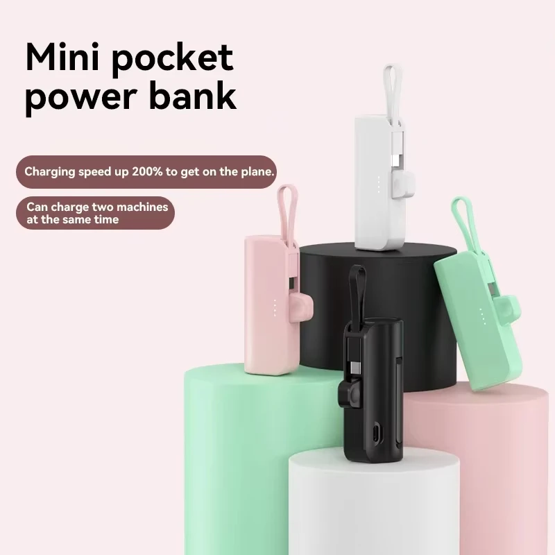 Mini 30000mAh Power Bank Capsule Duża pojemność Przenośne bezprzewodowe szybkie ładowanie Zewnętrzna bateria do iPhone'a typu c Nowość