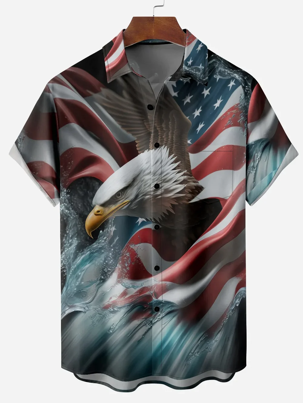 Summer Men's Shirts Fashion American Independence Day Flag Printed Shirts Graphic Short Sleeve Beach Shirts Wear Boys Girls Tops